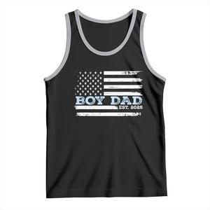Boy Dad Est 2025 Tank Top Daddy Of Newborn Baby Boy First Fathers Day USA Flag TS10 Black Athletic Heather Print Your Wear
