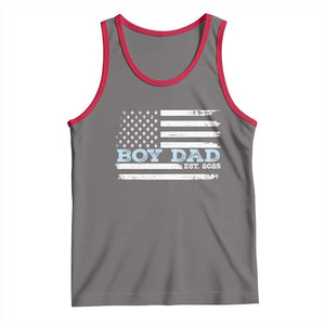 Boy Dad Est 2025 Tank Top Daddy Of Newborn Baby Boy First Fathers Day USA Flag TS10 Deep Heather Red Print Your Wear