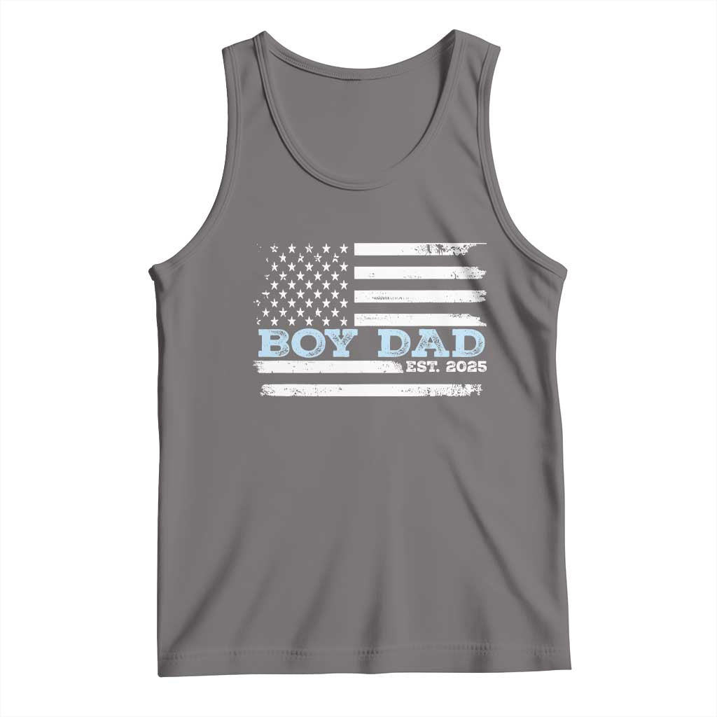 Boy Dad Est 2025 Tank Top Daddy Of Newborn Baby Boy First Fathers Day USA Flag TS10 Deep Heather Print Your Wear
