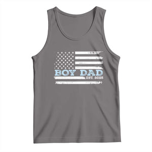 Boy Dad Est 2025 Tank Top Daddy Of Newborn Baby Boy First Fathers Day USA Flag TS10 Deep Heather Print Your Wear