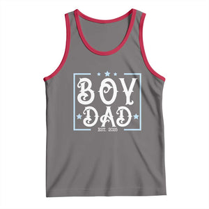 Boy Dad Est 2025 Tank Top Expect Baby Boy Fathers Day 2025 TS10 Deep Heather Red Print Your Wear