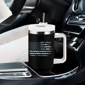 Boy Dad Est 2025 Tumbler With Handle American Flag First Fathers Day TS10 Print Your Wear