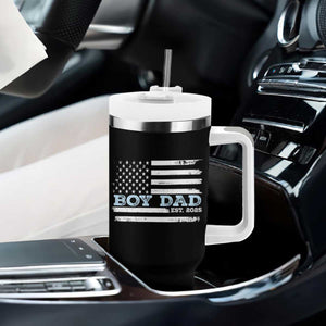 Boy Dad Est 2025 Tumbler With Handle Newborn Daddy Father Baby Boy Son USA Flag TS10 Print Your Wear