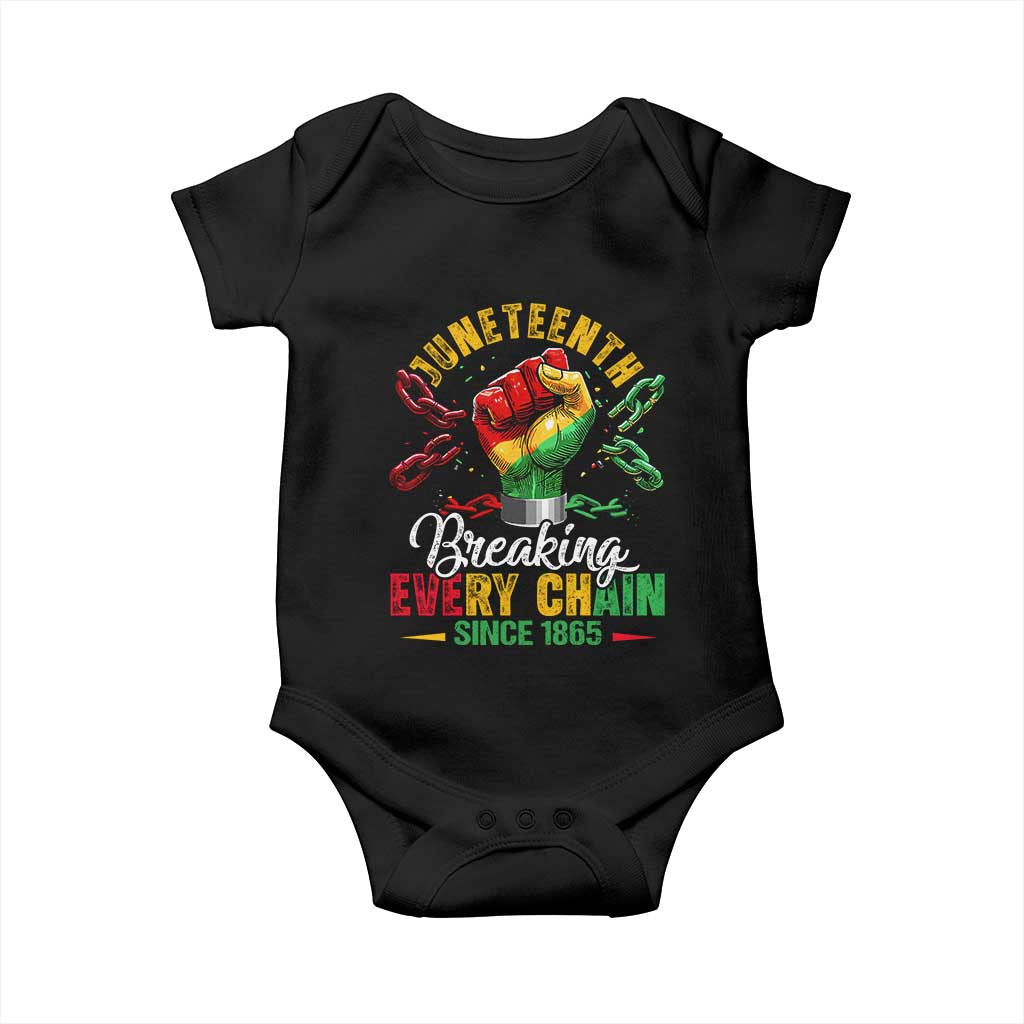 Breaking Every Chain Since 1865 Juneteenth Baby Onesie Celebrating Black Freedom TS10 Black Print Your Wear
