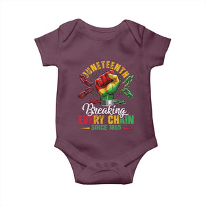 Breaking Every Chain Since 1865 Juneteenth Baby Onesie Celebrating Black Freedom TS10 Maroon Print Your Wear
