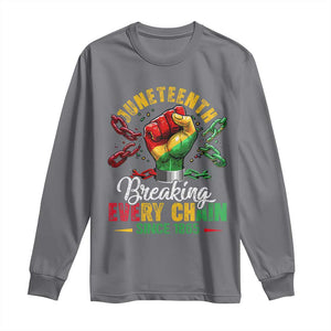 Breaking Every Chain Since 1865 Juneteenth Long Sleeve Shirt Celebrating Black Freedom TS10 Charcoal Print Your Wear