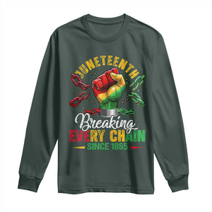 Breaking Every Chain Since 1865 Juneteenth Long Sleeve Shirt Celebrating Black Freedom TS10 Dark Forest Green Print Your Wear
