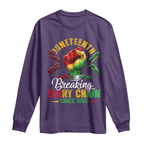 Breaking Every Chain Since 1865 Juneteenth Long Sleeve Shirt Celebrating Black Freedom TS10 Purple Print Your Wear