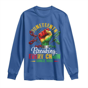 Breaking Every Chain Since 1865 Juneteenth Long Sleeve Shirt Celebrating Black Freedom TS10 Royal Blue Print Your Wear