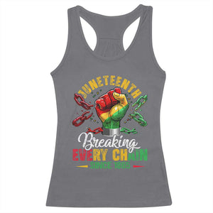 Breaking Every Chain Since 1865 Juneteenth Racerback Tank Top Celebrating Black Freedom TS10 Charcoal Print Your Wear