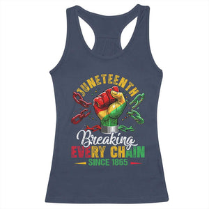 Breaking Every Chain Since 1865 Juneteenth Racerback Tank Top Celebrating Black Freedom TS10 Navy Print Your Wear