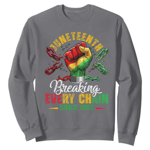 Breaking Every Chain Since 1865 Juneteenth Sweatshirt Celebrating Black Freedom TS10 Charcoal Print Your Wear