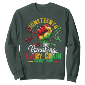 Breaking Every Chain Since 1865 Juneteenth Sweatshirt Celebrating Black Freedom TS10 Dark Forest Green Print Your Wear