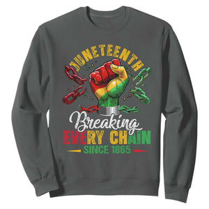 Breaking Every Chain Since 1865 Juneteenth Sweatshirt Celebrating Black Freedom TS10 Dark Heather Print Your Wear