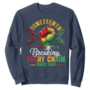Breaking Every Chain Since 1865 Juneteenth Sweatshirt Celebrating Black Freedom TS10 Navy Print Your Wear