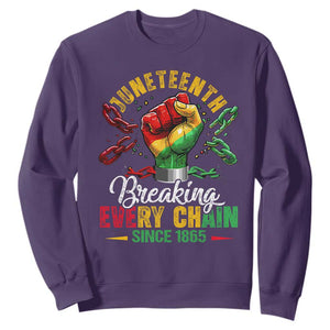 Breaking Every Chain Since 1865 Juneteenth Sweatshirt Celebrating Black Freedom TS10 Purple Print Your Wear
