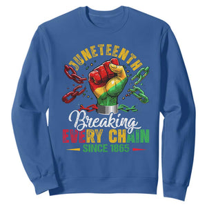 Breaking Every Chain Since 1865 Juneteenth Sweatshirt Celebrating Black Freedom TS10 Royal Blue Print Your Wear