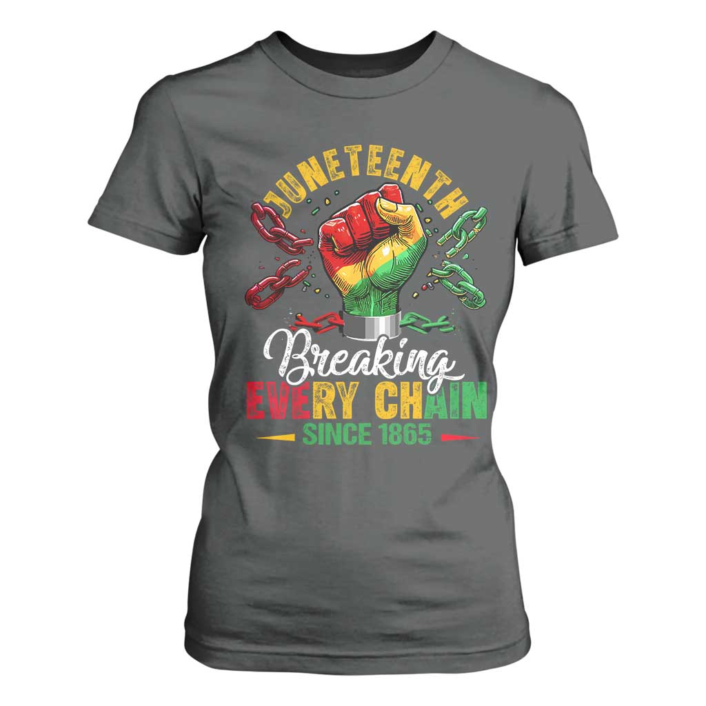 Breaking Every Chain Since 1865 Juneteenth T Shirt For Women Celebrating Black Freedom TS10 Dark Heather Print Your Wear