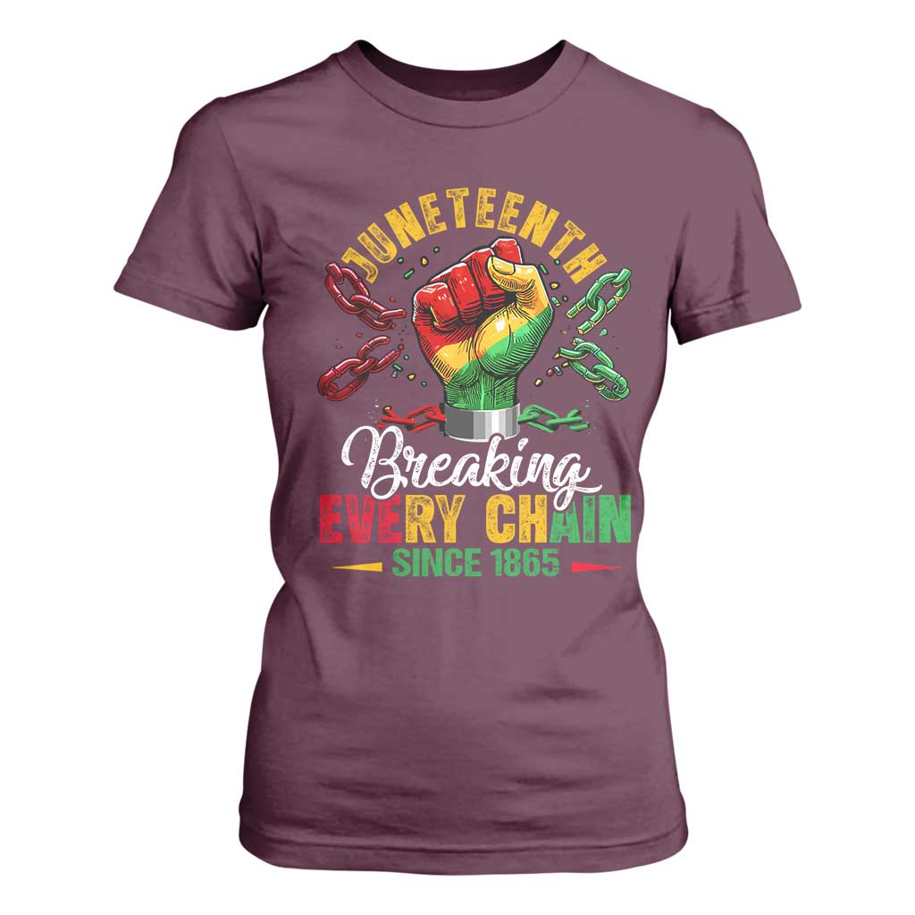 Breaking Every Chain Since 1865 Juneteenth T Shirt For Women Celebrating Black Freedom TS10 Maroon Print Your Wear