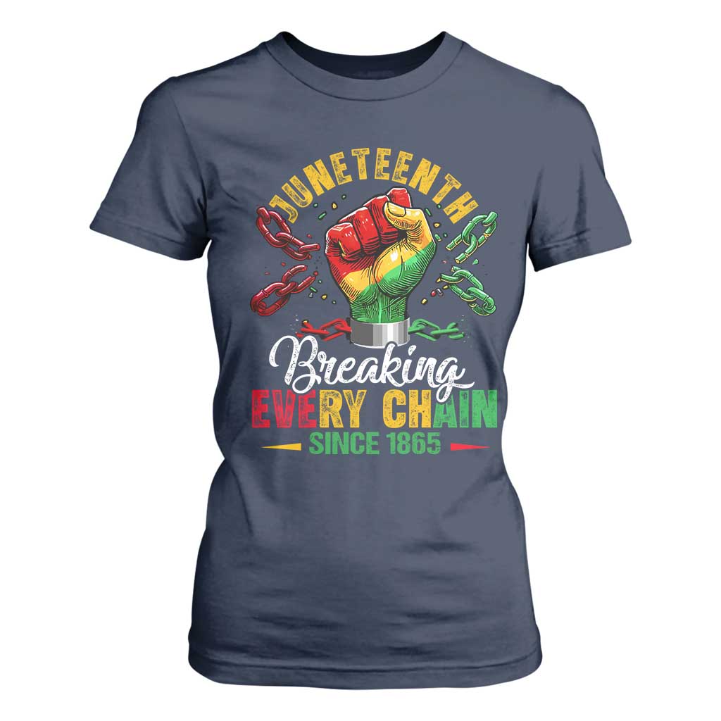 Breaking Every Chain Since 1865 Juneteenth T Shirt For Women Celebrating Black Freedom TS10 Navy Print Your Wear