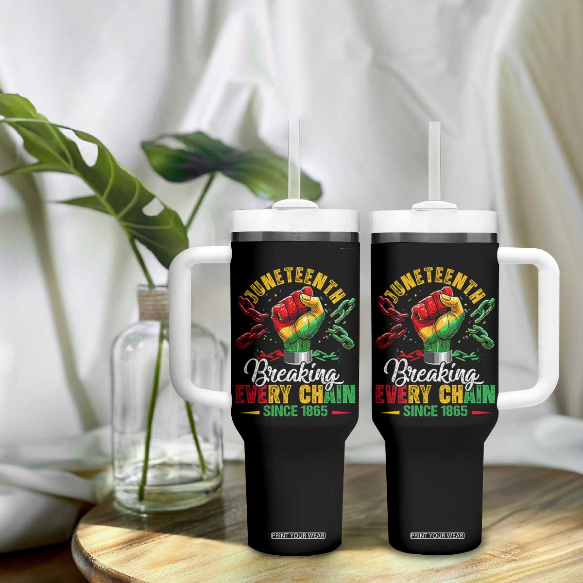 Breaking Every Chain Since 1865 Juneteenth Tumbler With Handle Celebrating Black Freedom TS10 Print Your Wear