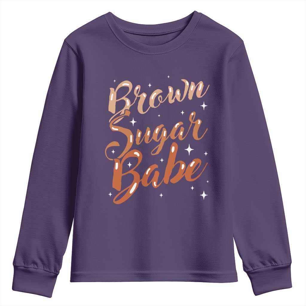 Brown Sugar Babe Youth Sweatshirt Proud Woman Melanin Pride Black Girl TS10 Purple Print Your Wear
