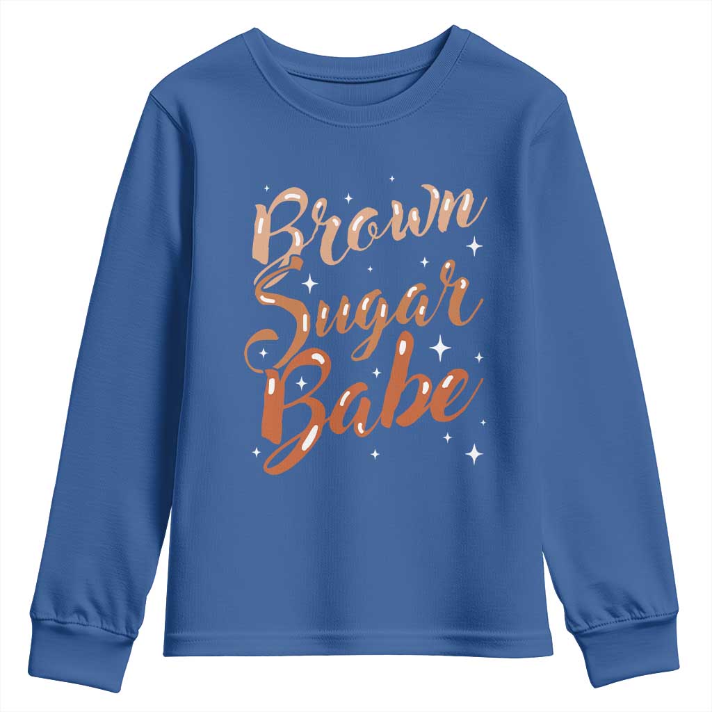 Brown Sugar Babe Youth Sweatshirt Proud Woman Melanin Pride Black Girl TS10 Royal Blue Print Your Wear
