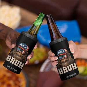 Bruh Bigfoot Merica 4 in 1 Can Cooler Tumbler American Flag Patriotic 4th Of July TS10 Print Your Wear