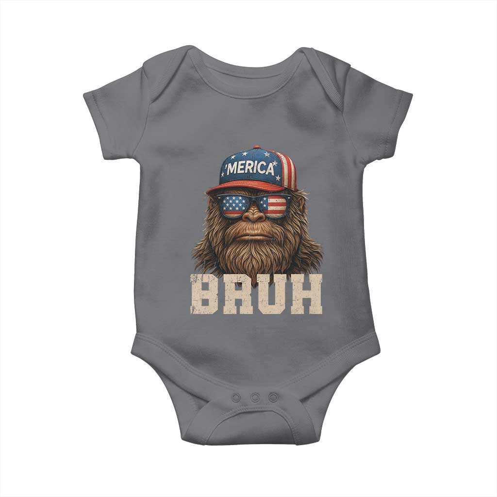 Funny Bigfoot Merica Baby Onesie Funny Patriotic Bruh 4th of July Infant Bodysuit TS10 Charcoal Print Your Wear
