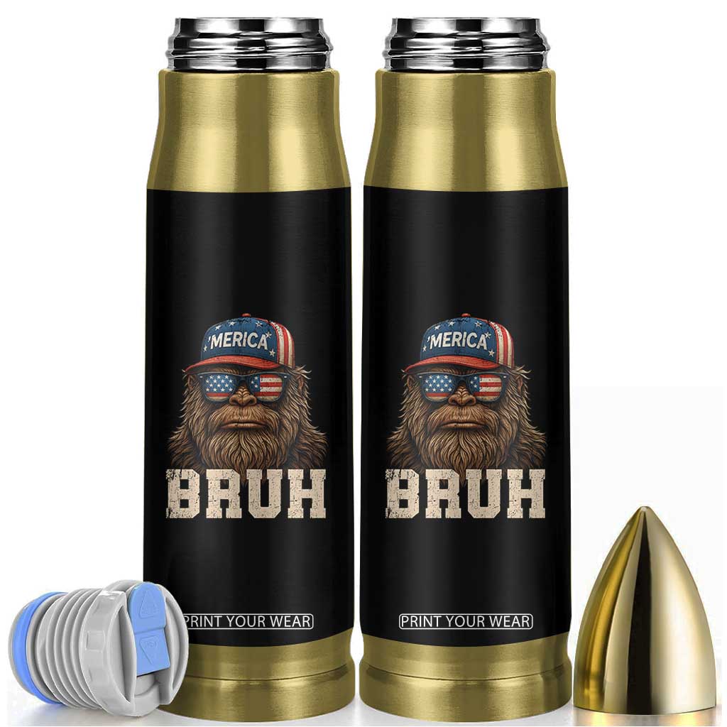Bruh Bigfoot Merica Bullet Tumbler American Flag Patriotic 4th Of July TS10 Black Print Your Wear