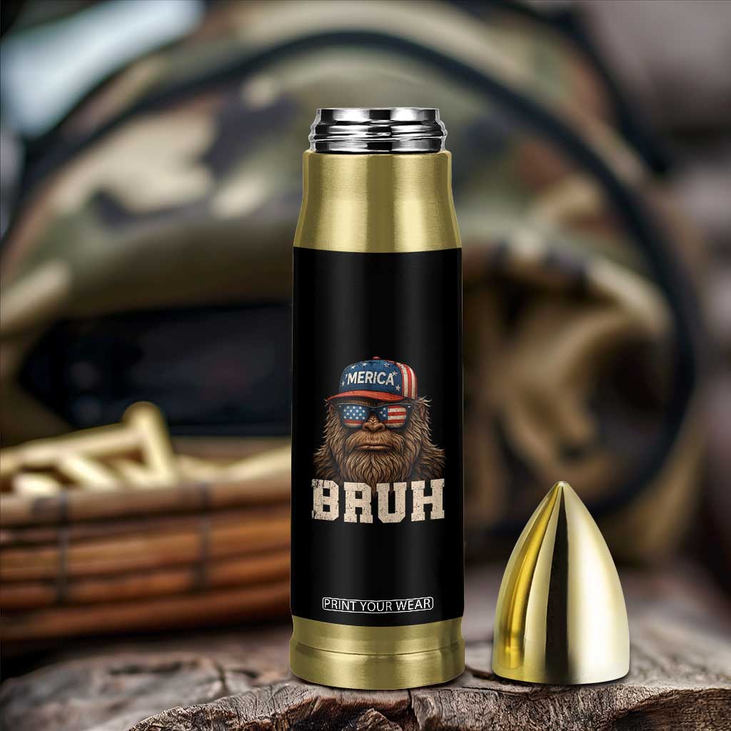 Bruh Bigfoot Merica Bullet Tumbler American Flag Patriotic 4th Of July TS10 Print Your Wear
