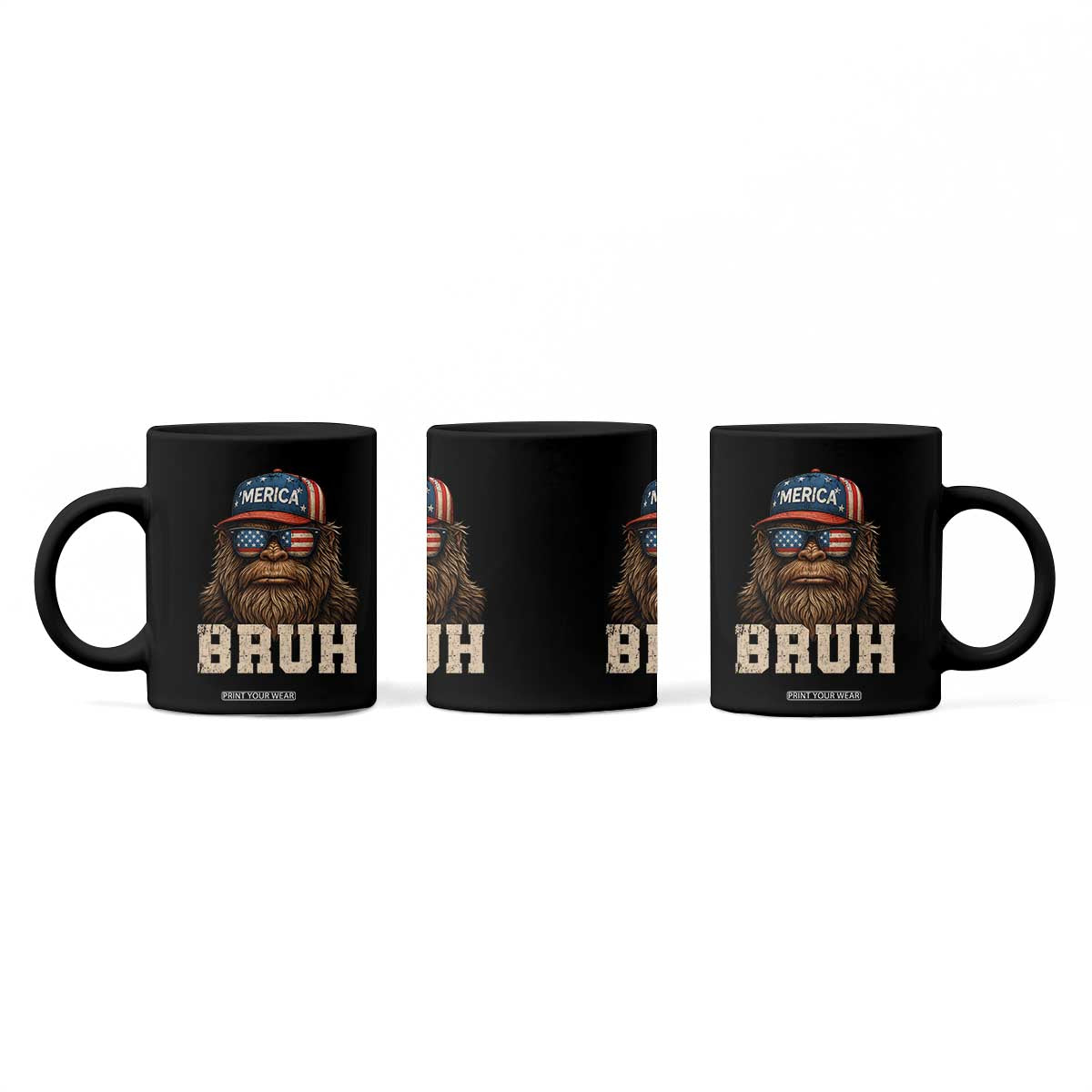 Bruh Bigfoot Merica Coffee Mug American Flag Patriotic 4th Of July TS10 Print Your Wear