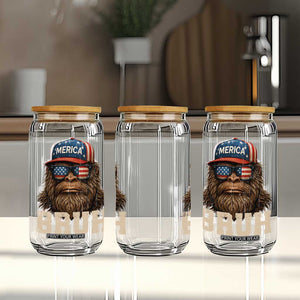 Bruh Bigfoot Merica Glass Can American Flag Patriotic 4th Of July TS10 Print Your Wear