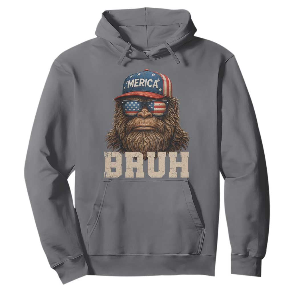 Bruh Bigfoot Merica Hoodie American Flag Patriotic 4th Of July TS10 Charcoal Print Your Wear