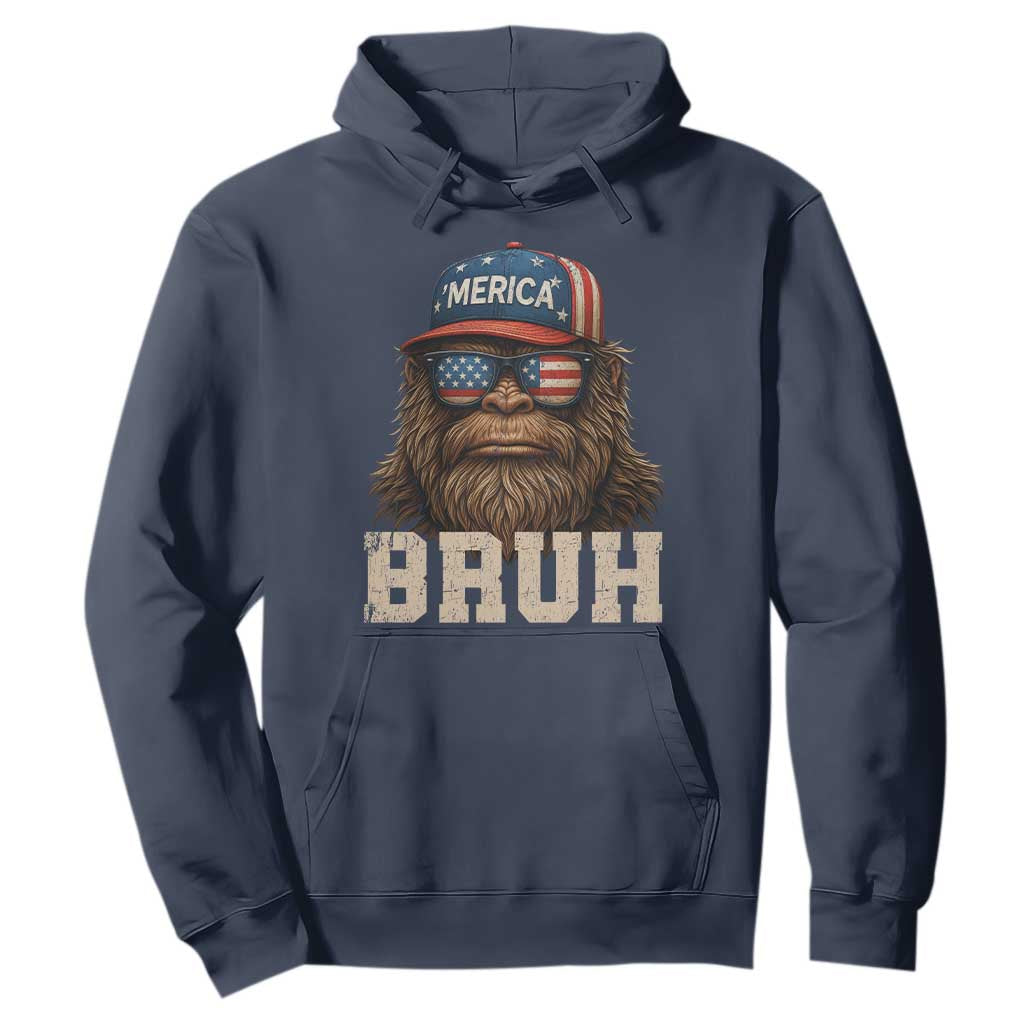 Bruh Bigfoot Merica Hoodie American Flag Patriotic 4th Of July TS10 Navy Print Your Wear