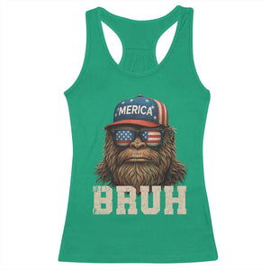 Bruh Bigfoot Merica Racerback Tank Top American Flag Patriotic 4th Of July TS10 Irish Green Print Your Wear