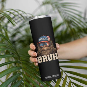 Bruh Bigfoot Merica Skinny Tumbler American Flag Patriotic 4th Of July TS10 Print Your Wear