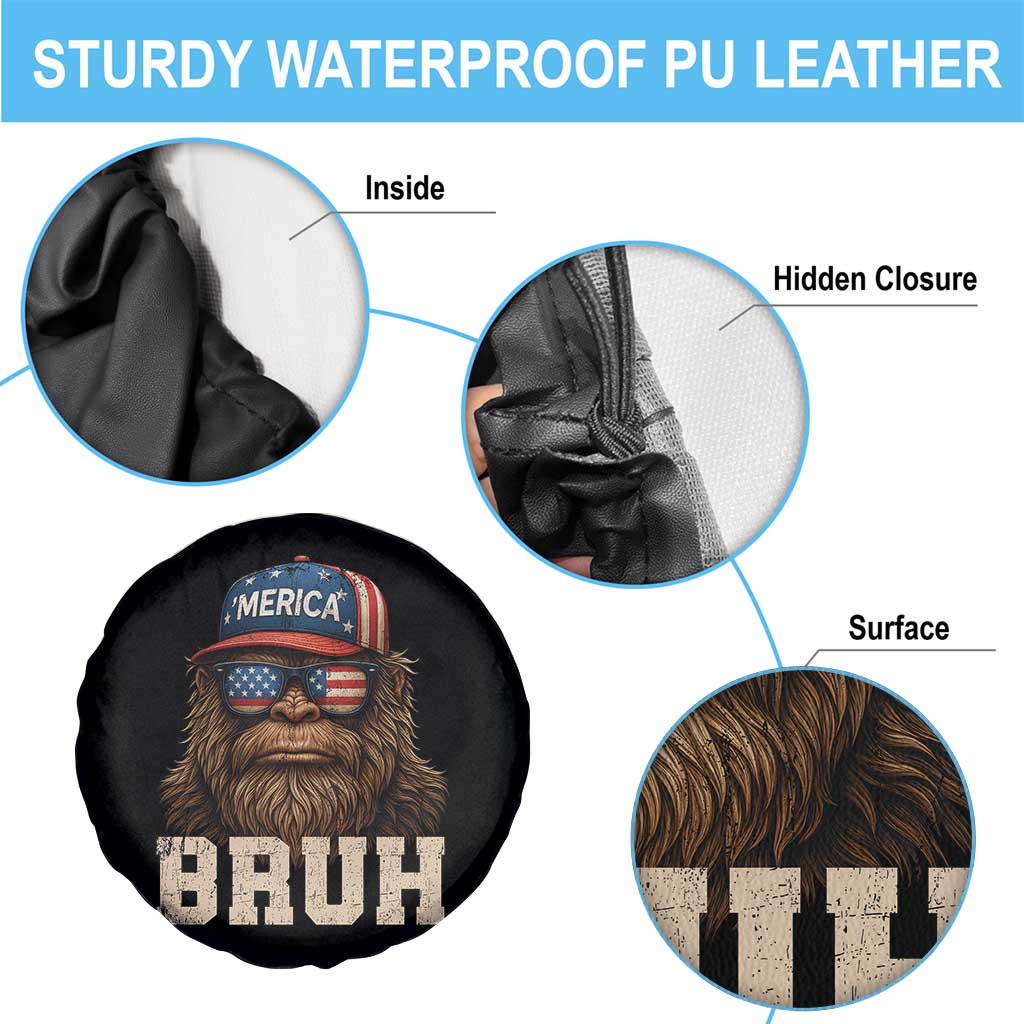 Bruh Bigfoot Merica Spare Tire Cover American Flag Patriotic 4th Of July TS10 Print Your Wear