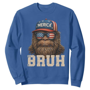 Bruh Bigfoot Merica Sweatshirt American Flag Patriotic 4th Of July TS10 Royal Blue Print Your Wear