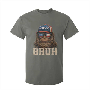 Bruh Bigfoot Merica T Shirt For Kid American Flag Patriotic 4th Of July TS10 Military Green Print Your Wear