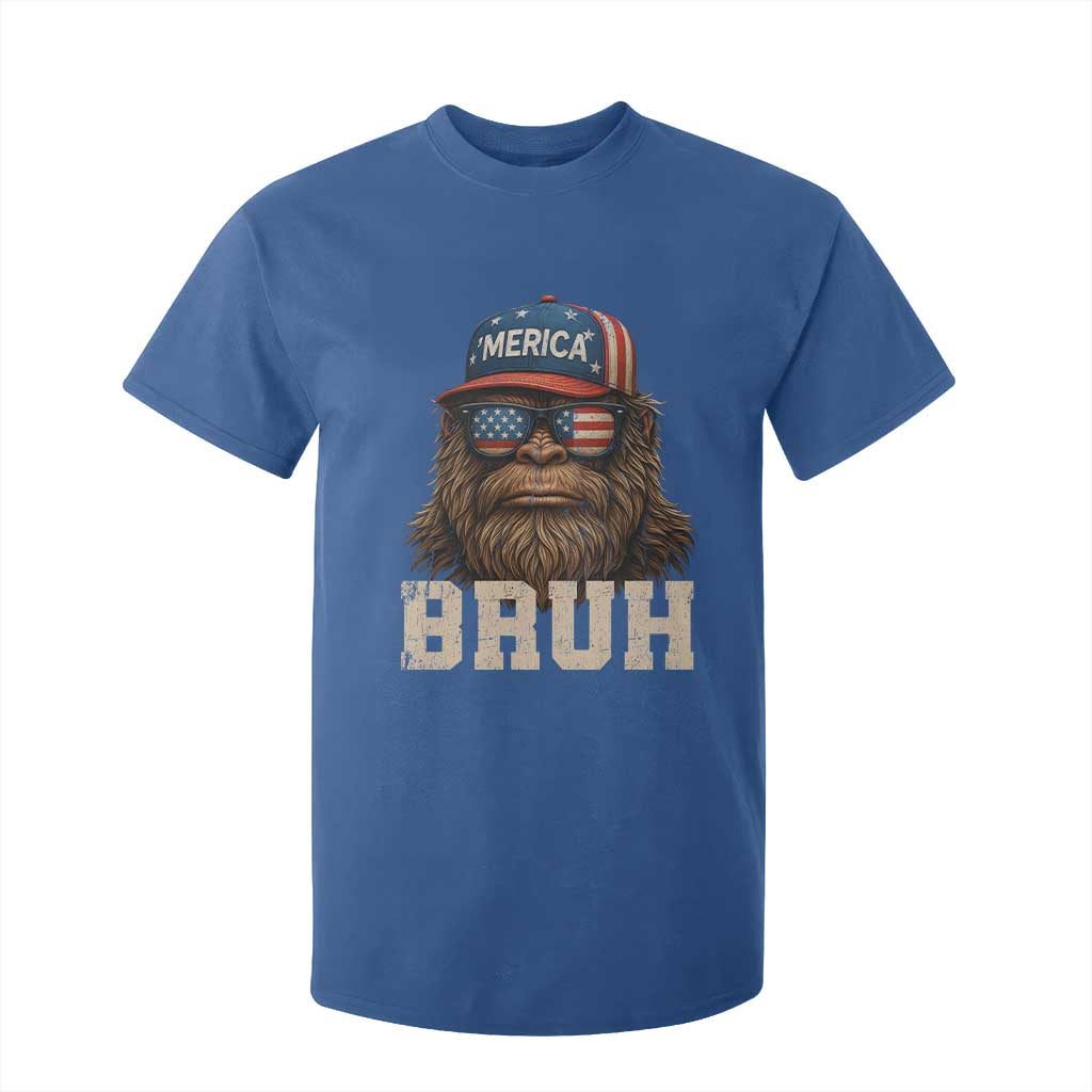Bruh Bigfoot Merica T Shirt For Kid American Flag Patriotic 4th Of July TS10 Royal Blue Print Your Wear