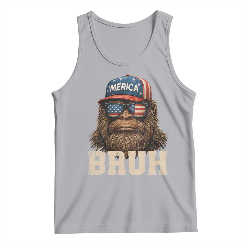 Bruh Bigfoot Merica Tank Top American Flag Patriotic 4th Of July TS10 Athletic Heather Print Your Wear