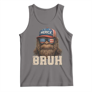 Bruh Bigfoot Merica Tank Top American Flag Patriotic 4th Of July TS10 Deep Heather Print Your Wear