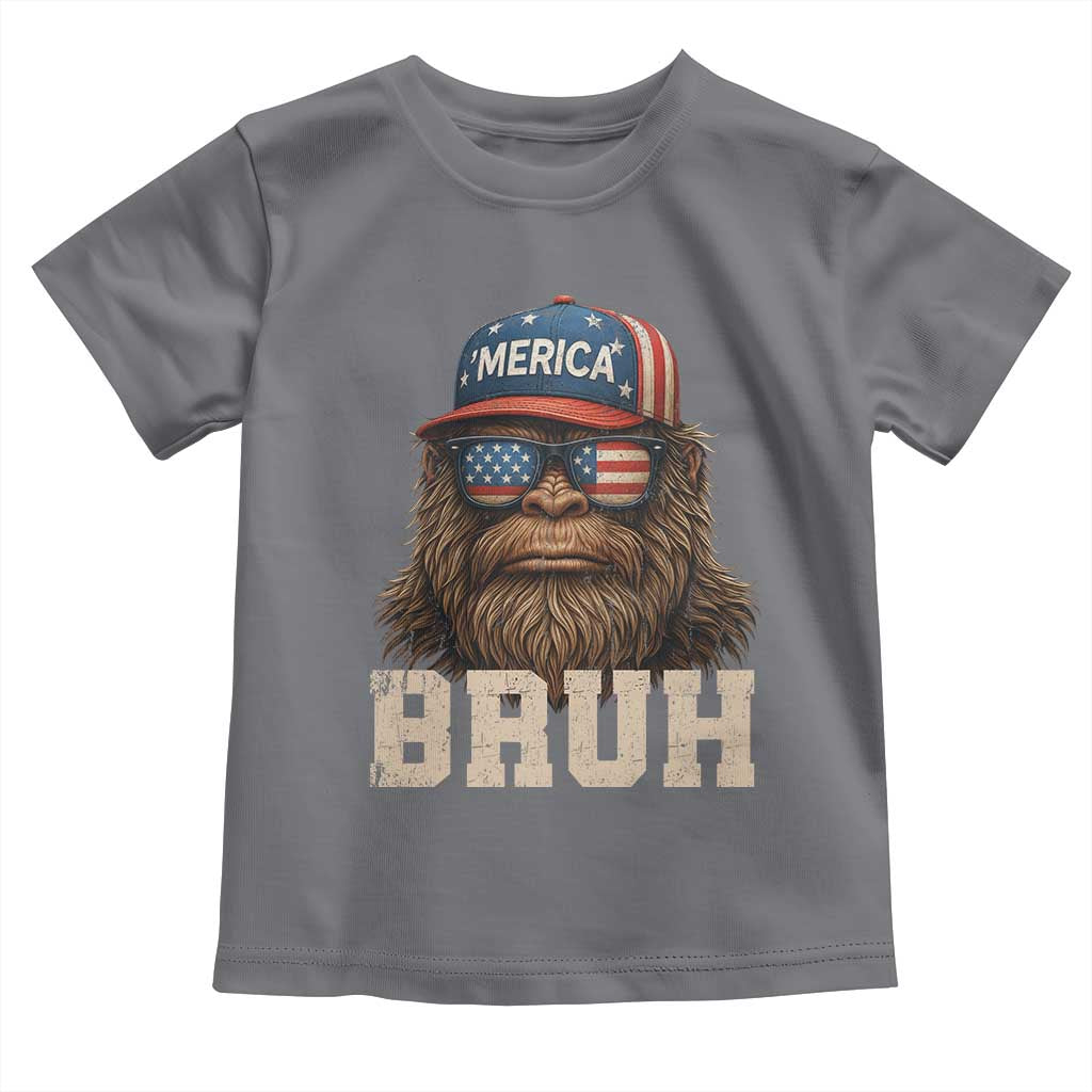 Bruh Bigfoot Merica Toddler T Shirt American Flag Patriotic 4th Of July TS10 Charcoal Print Your Wear
