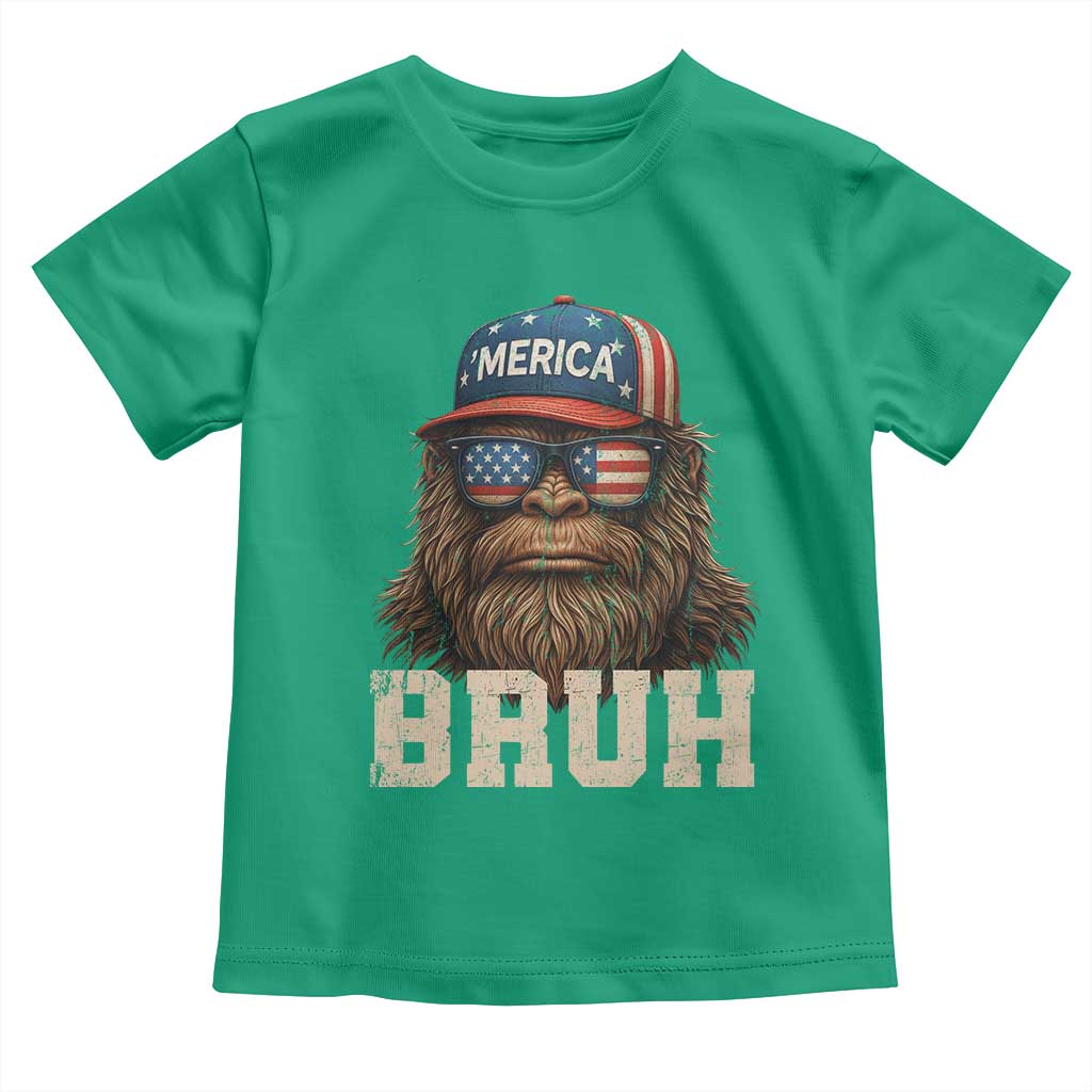 Bruh Bigfoot Merica Toddler T Shirt American Flag Patriotic 4th Of July TS10 Irish Green Print Your Wear