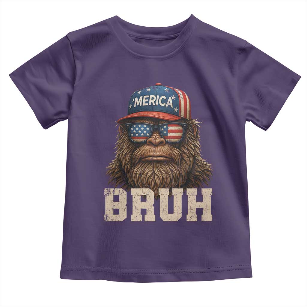 Bruh Bigfoot Merica Toddler T Shirt American Flag Patriotic 4th Of July TS10 Purple Print Your Wear