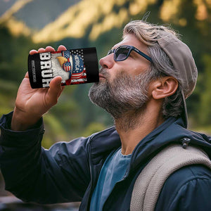 Bruh 'Merica Bald Eagle 4th of July 4 in 1 Can Cooler Tumbler Patriotic USA Flag TS10 Print Your Wear