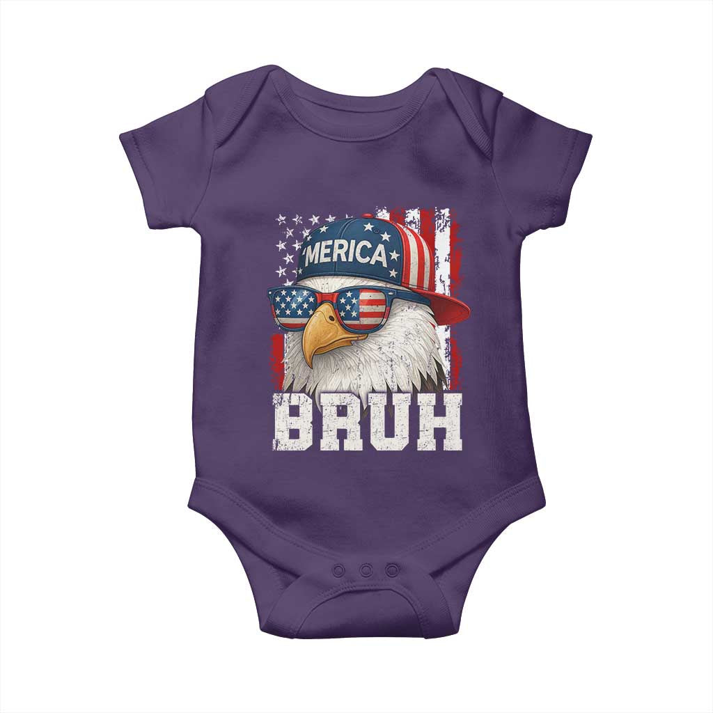 Bruh 'Merica Bald Eagle 4th of July Baby Onesie Patriotic USA Flag TS10 Purple Print Your Wear