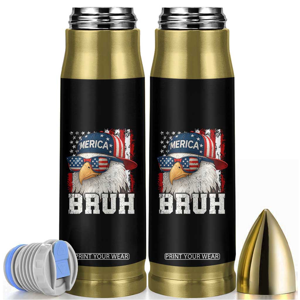 Bruh 'Merica Bald Eagle 4th of July Bullet Tumbler Patriotic USA Flag TS10 Black Print Your Wear