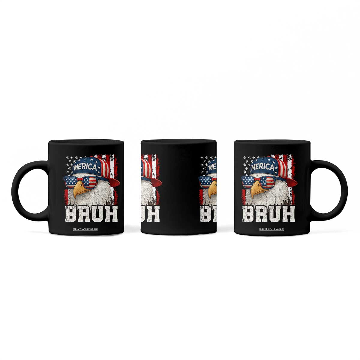 Bruh 'Merica Bald Eagle 4th of July Coffee Mug Patriotic USA Flag TS10 Print Your Wear